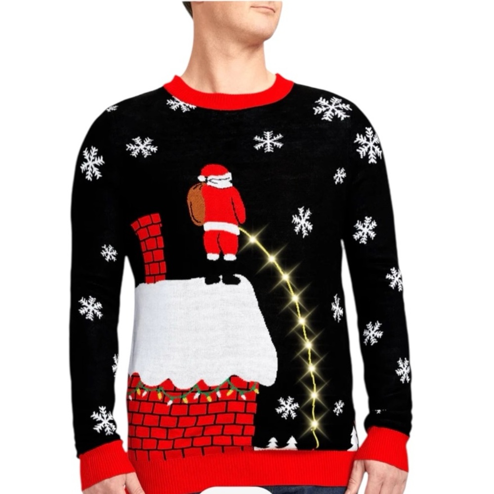 Tipsy Elves Sweater Leaky Roof Light Up Santa Christmas Sweater size xxl